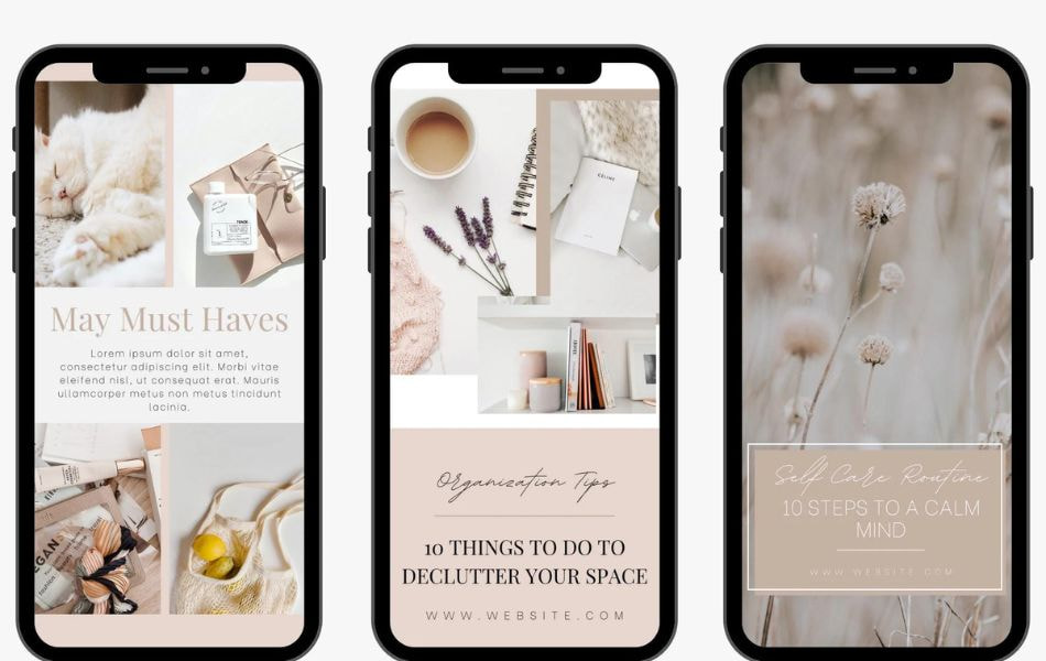 3 examples of aesthetic instagram story template