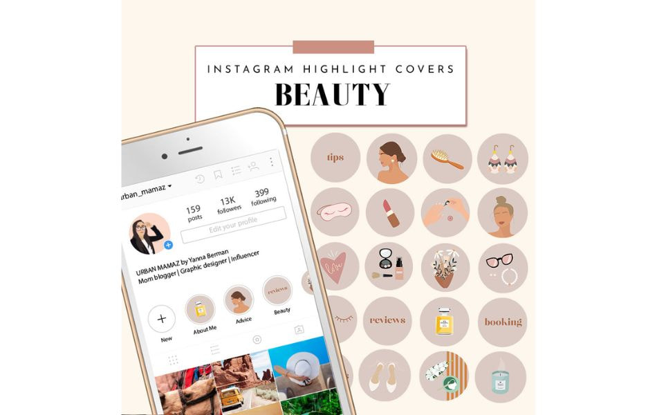template instagram highlight cover in beauty