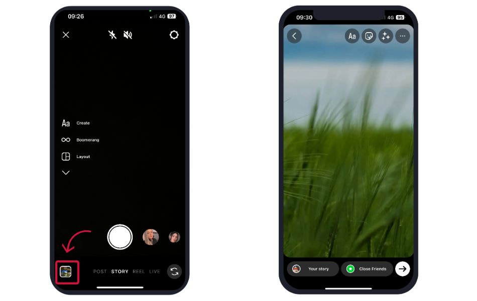 Make an Instagram story with multiple photos
